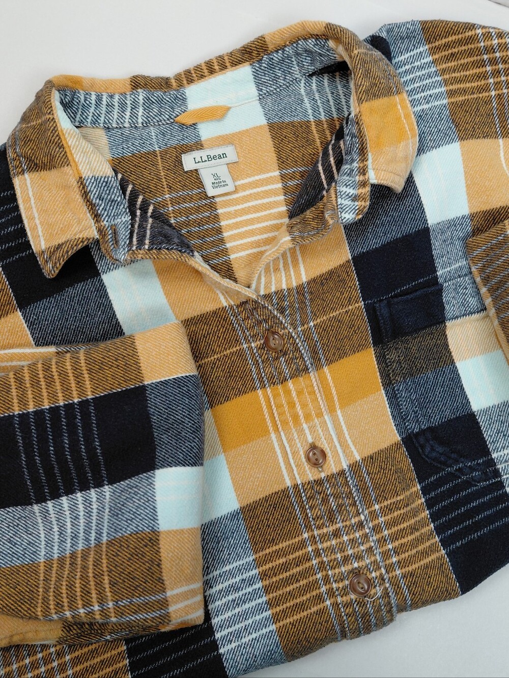 L.L. Bean Flannel Plaid Midweight Shirt Size XL Regular Organic Cotton